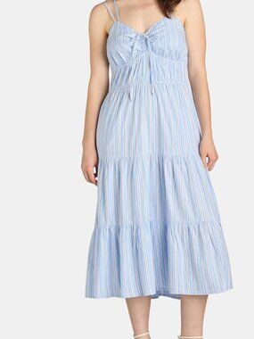 Time and Tru Women's Cross Back Dress with Tiered Skirt, Sizes M